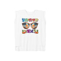 Summer Vibes graphic tee, womens graphic tee, flowy muscle tee, rolled cuffs shirt, women's shirt, summer t-shirt, camping shirt, outdoor apparel, adventure clothing, nature lover gift, gift for camper, hiking t-shirt, wanderlust apparel.