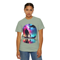 Bigfoot & Alien Nightscape T-Shirt — Sasquatch UFO Graphic Tee