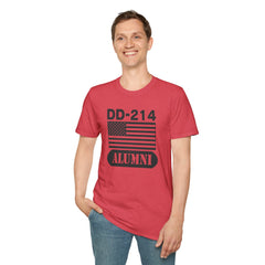 DD-214 Alumni with American Flag  Unisex Softstyle T-Shirt