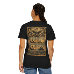 From Shore To Shore Lighthouse Series T Shirt -  Scenic Vintage Postage Stamps