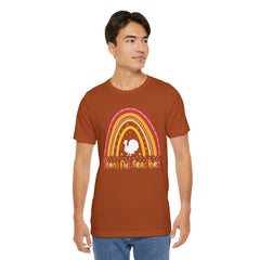 Thankful Teacher T‑Shirt – Retro Rainbow Turkey Teacher Appreciation Tee