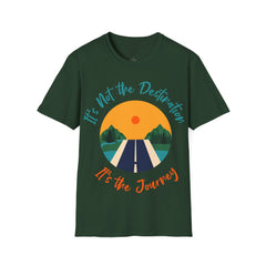 Its Not The Destination Its The Journey Retro Sunset Unisex Softstyle T-Shirt  A unique motivational expression of setting goals