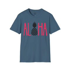ALOHA with A PineApple Center Unisex Softstyle T-Shirt  Hawaii is so overrated. Grab a T Shirt and a PinaColada instead.