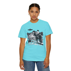 UFO Meets Cowboy Vintage Graphic T-Shirt — Retro Western Alien Tee