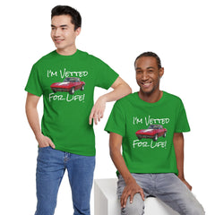 Red Corvette Summer Unisex Tee - I'm Vetted For Life Front and Back Image T Shirt