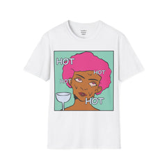 HOT Pink Cotton Candy Haired Pop Art Lady Unisex Softstyle T-Shirt