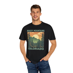 Rocky Mountains Colorado Graphic, Comfort Colors Soft Relaxed Fit Unisex Garment-Dyed T-shirt