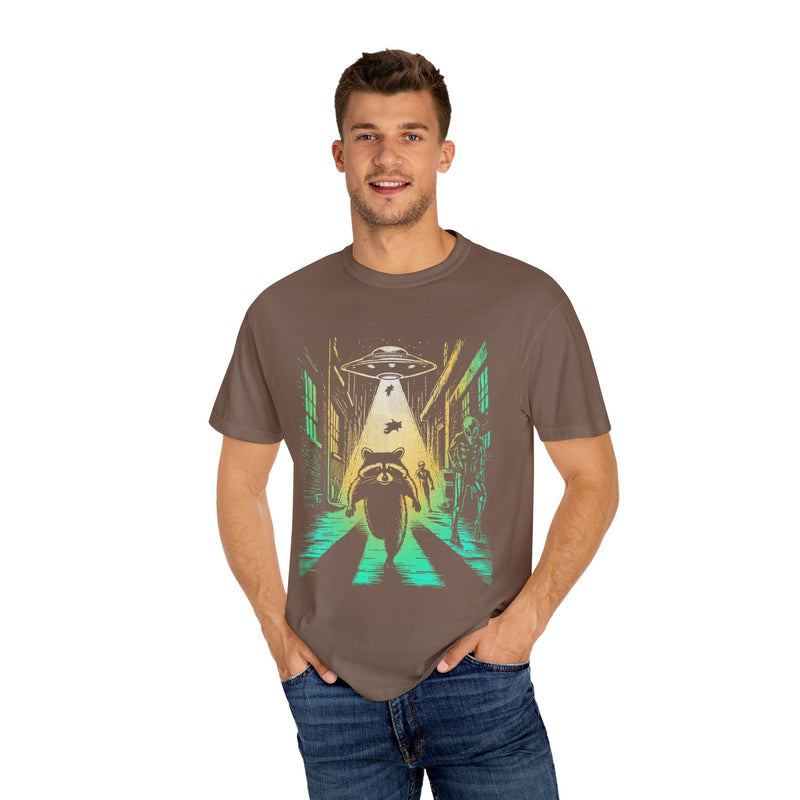 Raccoon UFO Funny Comfort Colors Graphic T-Shirt