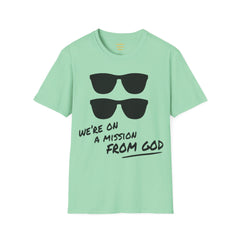We're On A Mission From God / Blues Brothers / Cheap Sunglasses / Novelty / 80s Movies / The Blues / Jazz / Unisex T Shirts