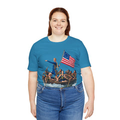 Historical Fever Patriot T‑Shirt — Revolutionary Flag Rowboat Design