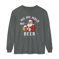 Festive Santa Claus Long Sleeve T-Shirt - "Ho Ho Hold My Beer"