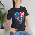 Red White and Blue Heart with Jets Graphic, Unisex Jersey Short Sleeve Tee