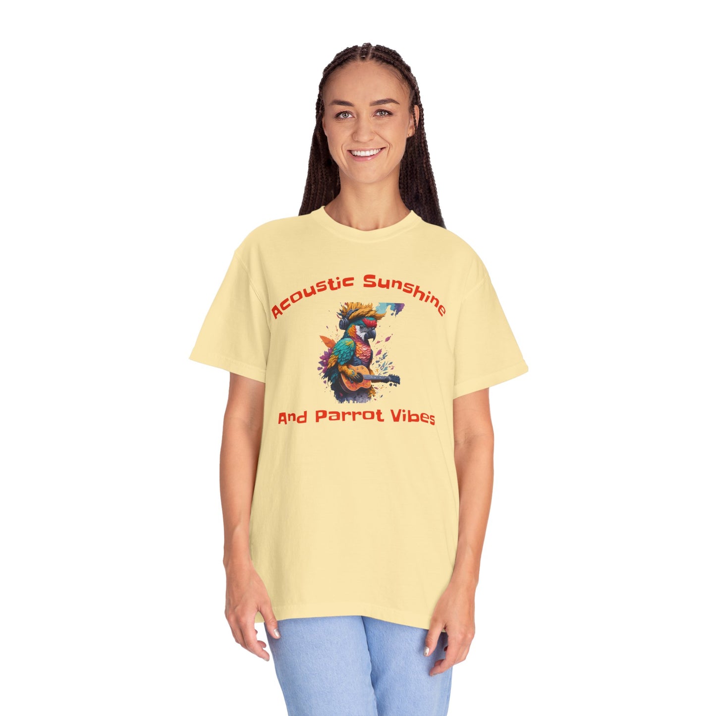 Acoustic Sunshine And Parrot Vibes - Unisex Garment-Dyed T-shirt