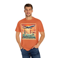Vintage-Inspired Travel T-Shirt - 'Take a Jumbo Across the Water, Like to See America'
