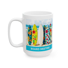 Surfboard meeting Floral Ceramic Mug - Beach Vibes for Coffee Lovers
