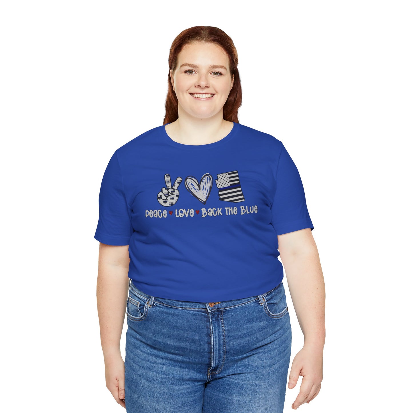 Peace Love Back The Blue in Alaska, Graphic Unisex Short Sleeve Tee