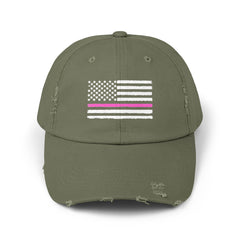Support Cancer Survivors, Unisex Distressed Cap, US Flag Cancer Awareness, Gift For Him, Gift For Her, Pink Supporter, Cancer Survivors Flag