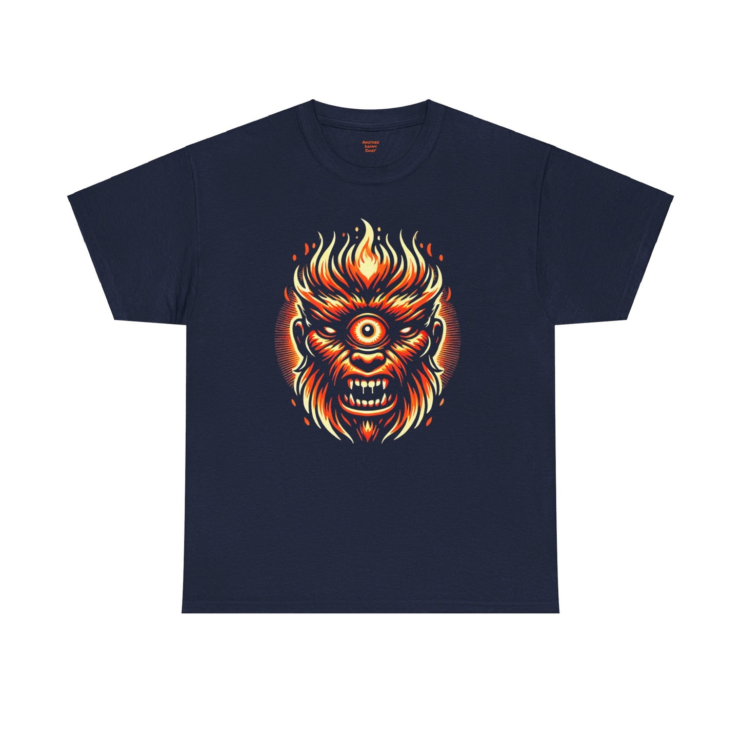 Flaming Fire Cyclops - Graphic Unisex Heavy Cotton Tee