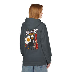 Breakfast Club Hoodie — Cute Black Dog, Bacon & Egg Graphic Pullover