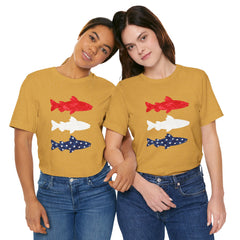 Patriotic Trout T-Shirt — Red White & Blue Fish Tee