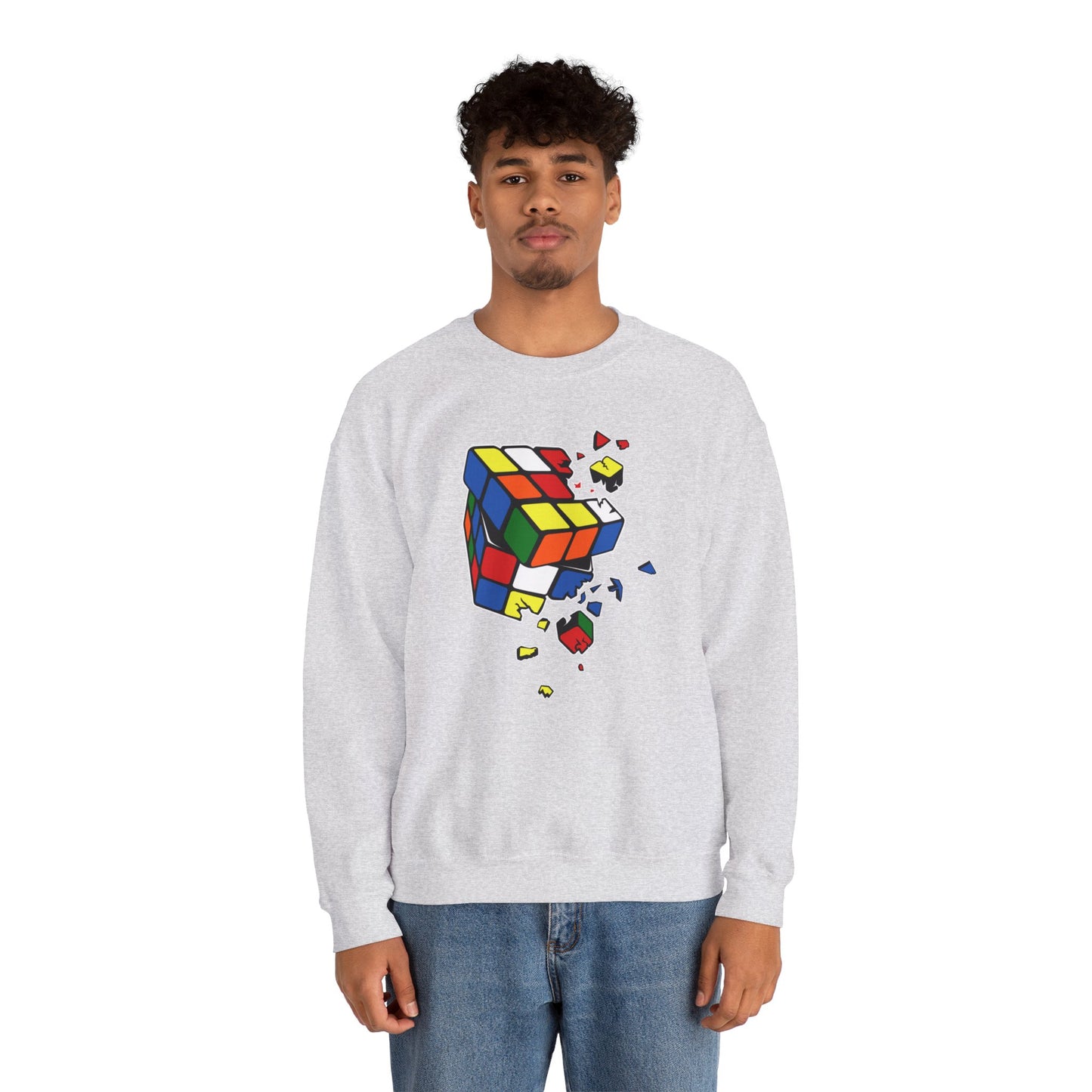 Cracked Rubik's Cube Unisex Heavy Blend™ Crewneck Sweatshirt