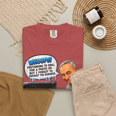 Grill Master Grandpa Funny BBQ T-Shirt — "Whoops! Pretending to Grill for a Photo" Graphic Tee