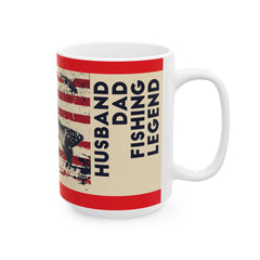 Fishing Themed Graphic Mug, USA Ceramic Mug, 11oz, 15oz. Gift for him, gift for dad, Birthday gift mug, fishing mug, Fathers Day Mug