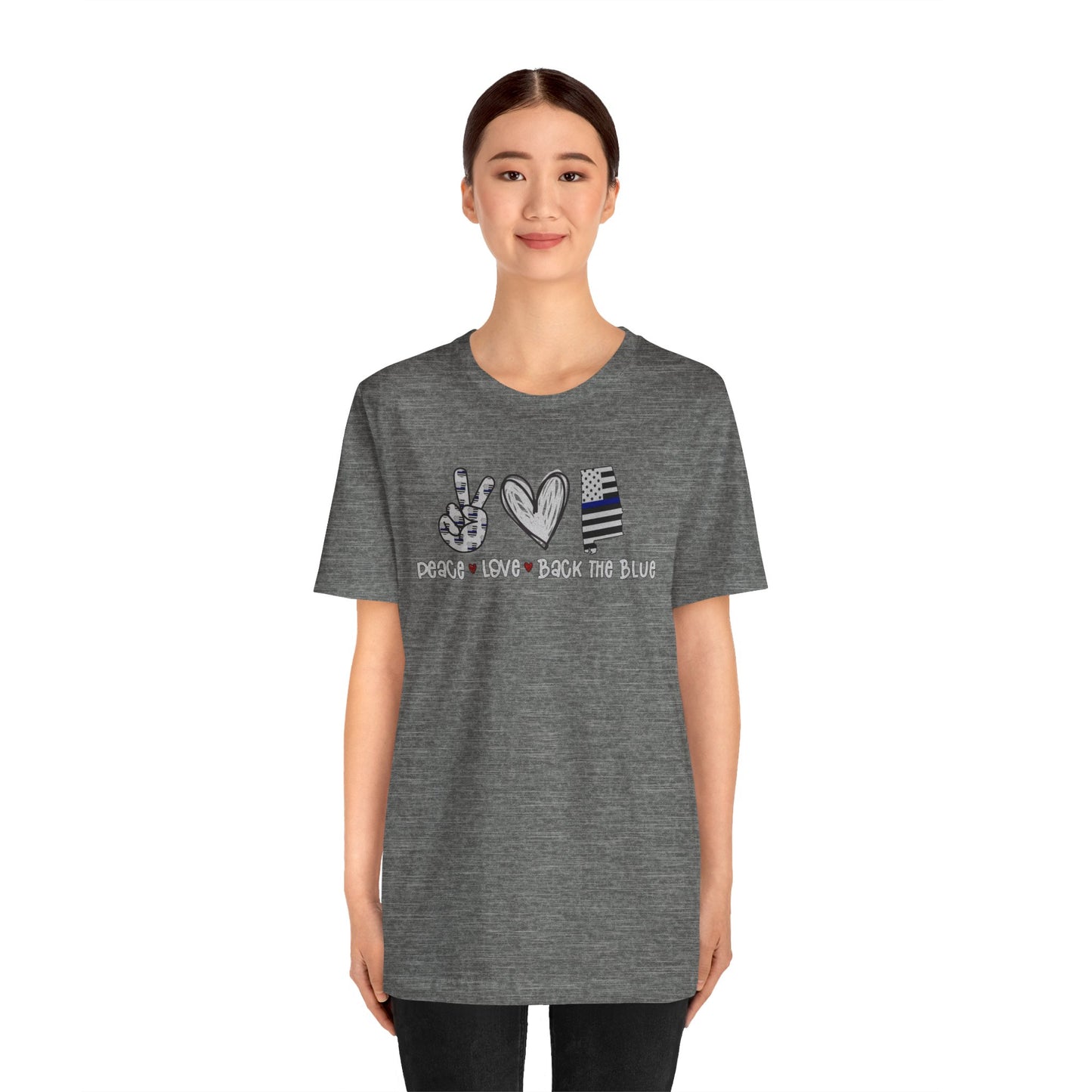 Peace Love Back The Blue in Alabama, Graphic Unisex Short Sleeve Tee