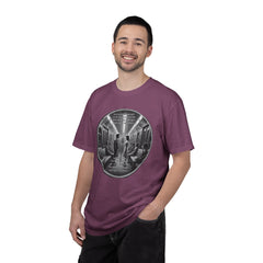 Don;t Stop Believing Subway Reflection T-Shirt — Vintage Black & White Urban Photo Tee