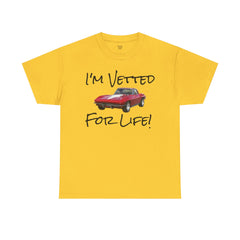 Red Corvette Summer Unisex Tee - I'm Vetted For Life Front and Back Image T Shirt