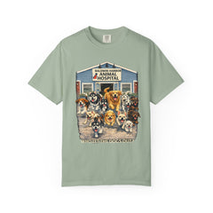 Front Graphic "Who Let the Dogs Out?" Baldwin Harbor Animal Hospital Cute Vet Clinic T Shirt