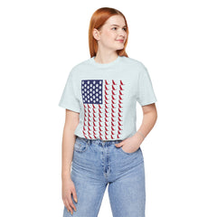 Personalized Dog Silhouette on American Flag - Tell us your dog breed, Unisex Short Sleeve Tee, Golden Retriever Silhouette Shown, Patriotic Shirt, Patriotic Pooch