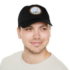 Hempstead Bay Sailing Club Leather Patch Dad Hat — Flying Scot Embroidered Round Patch