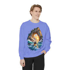 Adventure Kayak Sweatshirt — Comfort Colors Sunset Sea Arch Graphic