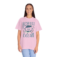 Whales, Respect The Ocean -  Graphic Unisex Garment-Dyed T-shirt