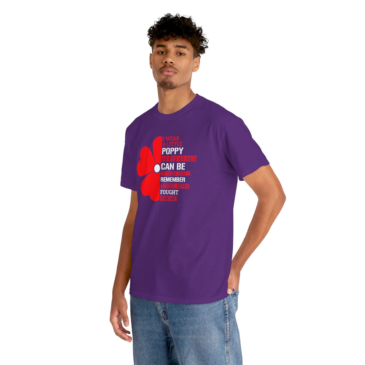 Memorial Day Poppy Tee, For Those Who Fought For Me, Unisex Cotton Tee