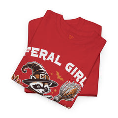 Feral Girl Halloween Raccoon! Graphic Unisex Heavy Cotton Tee