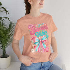 Summer Vibes Tee — Pastel Seashell Bow Beach T-Shirt