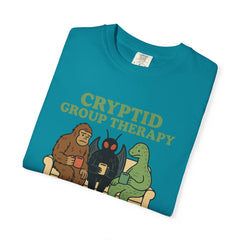 Cryptid Group Therapy Bigfoot, Mothman and Loch Nessie Unisex T-Shirt, Funny Graphic Tee, Gift for Cryptid Lovers, Quirky Casual Wear, Cool Humor Shirt