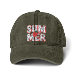 Women's SUMMER STRAWBERRY Pigment-Dyed Cap with Fashion Undervisor (Embroidery)