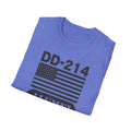 DD-214 Alumni with American Flag  Unisex Softstyle T-Shirt