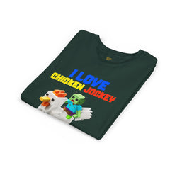 Youth I Love Chicken Jockey Tee - Fun Gamer T-Shirt for Kids