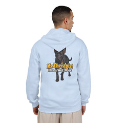 Personalized with your dogs image Zip Hoodie — "My Therapist Has a Wet Nose" Graphic