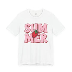 Summer Strawberry T-Shirt — Cute Pink Graphic Tee with Strawberry "SUMMER" Design