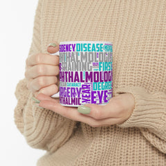 Ophthalmology Word Cloud Ceramic Mug — Eye Doctor Resident Gift (11oz/15oz)
