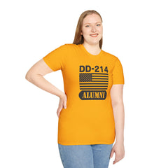 DD-214 Alumni with American Flag  Unisex Softstyle T-Shirt