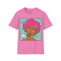 HOT Pink Cotton Candy Haired Pop Art Lady Unisex Softstyle T-Shirt