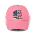 Land Of The Free, Home Of The Brave  - Unisex Distressed Cap