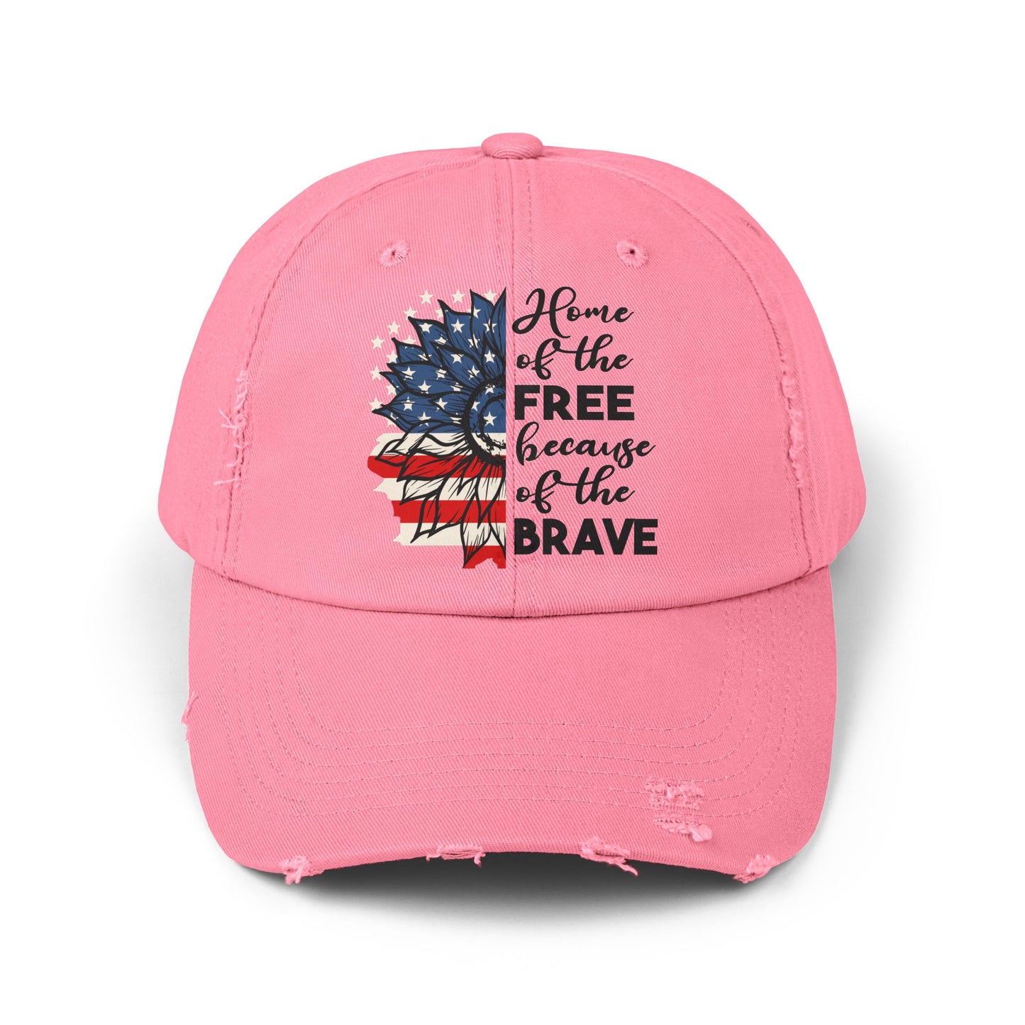 Land Of The Free, Home Of The Brave  - Unisex Distressed Cap