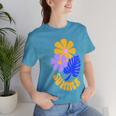 Summer Floral Tee — Retro Flowers & Monstera Design